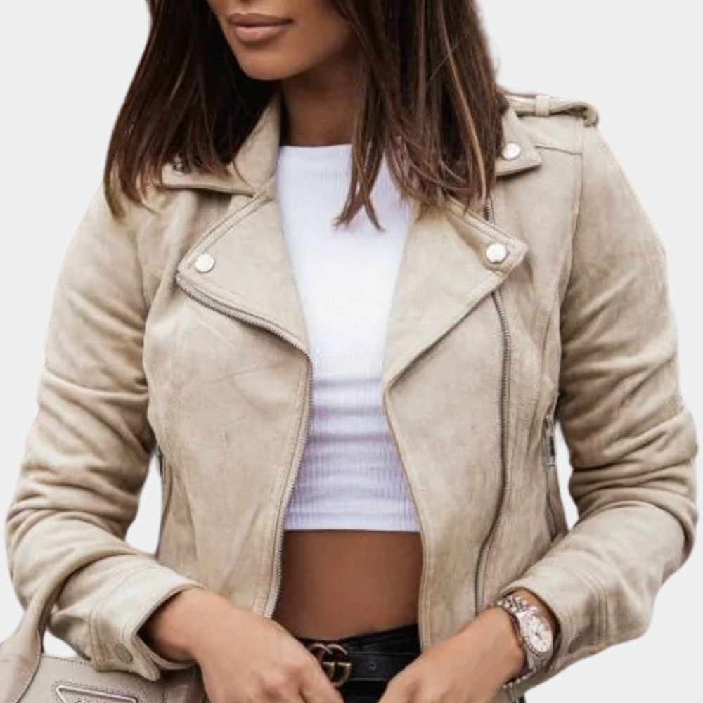 ModeGeist | Stilvolle Bikerjacke Wildlederlook Trendy und Elegant