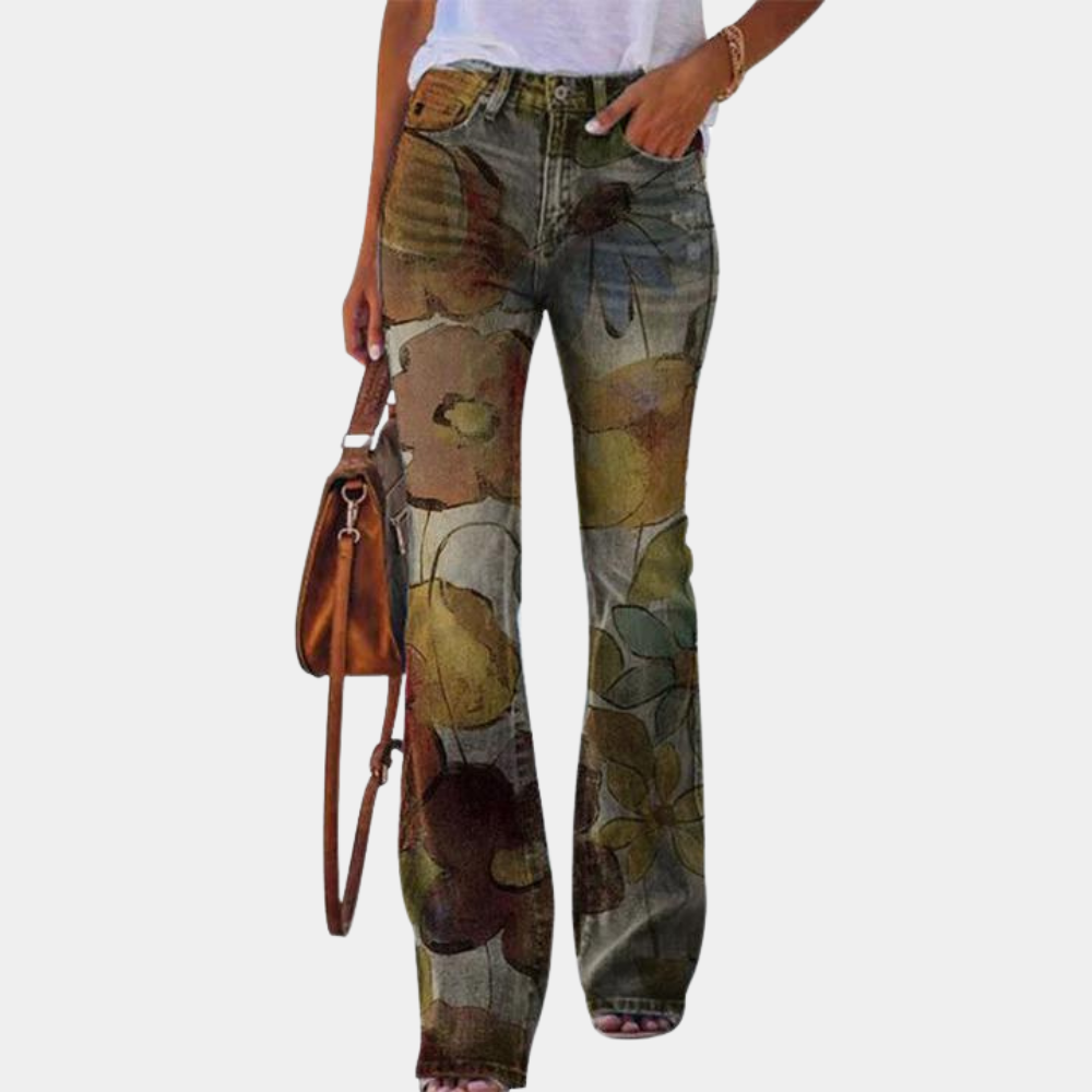 Rosmunda Damenjeans: Modische, ausgestellte Jeans mit trendigen Knöpfen