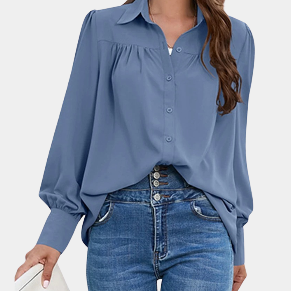 Damenbluse Vera: Elegant, plissiert, mit langen Ärmeln und luxuriösem Stoff