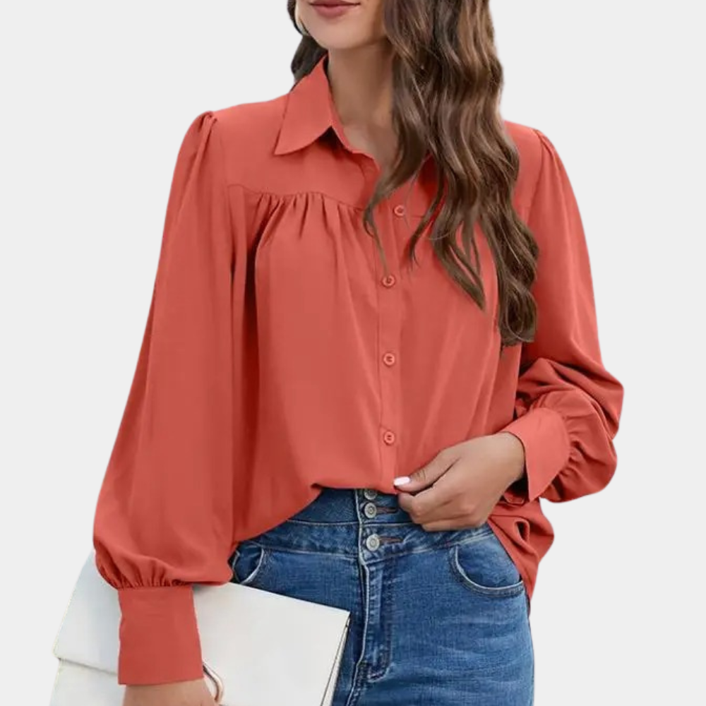 Damenbluse Vera: Elegant, plissiert, mit langen Ärmeln und luxuriösem Stoff