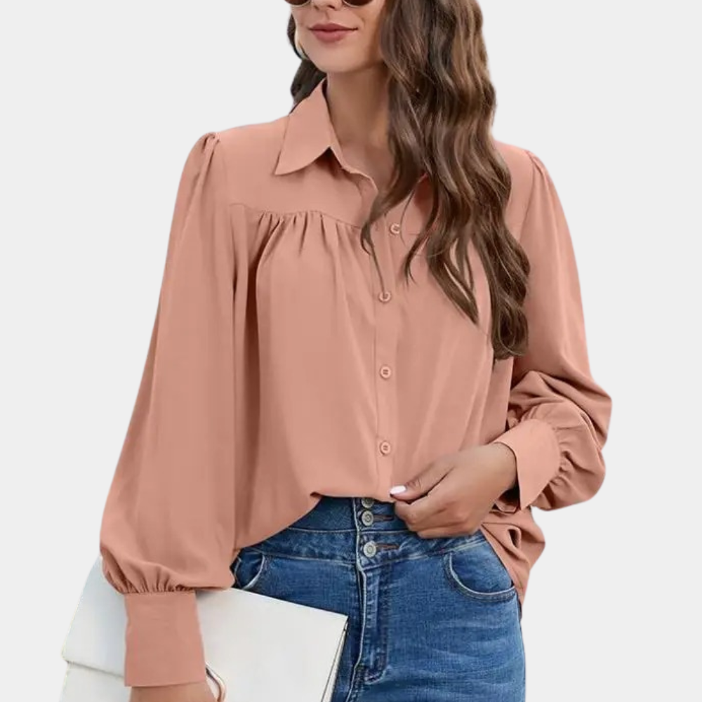 Damenbluse Vera: Elegant, plissiert, mit langen Ärmeln und luxuriösem Stoff