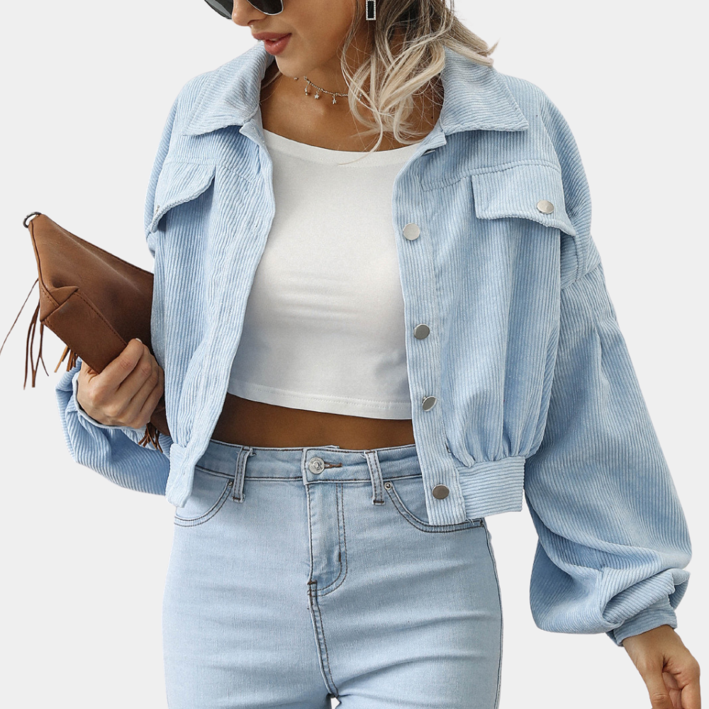 ModeGeist | Trendy Kurze Jacke Samt Lässig und Stilvoll