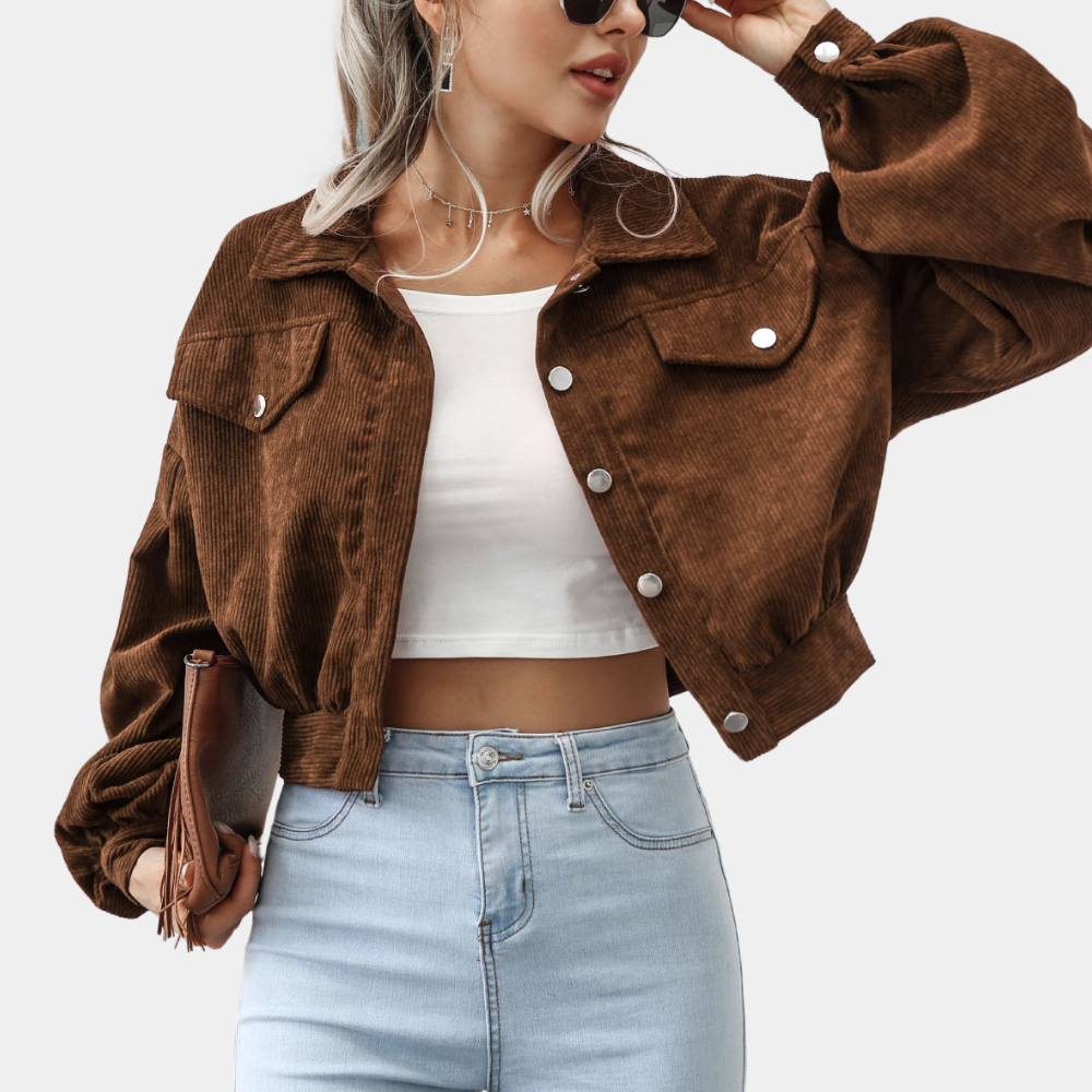 ModeGeist | Trendy Kurze Jacke Samt Lässig und Stilvoll