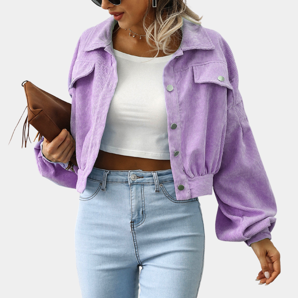ModeGeist | Trendy Kurze Jacke Samt Lässig und Stilvoll