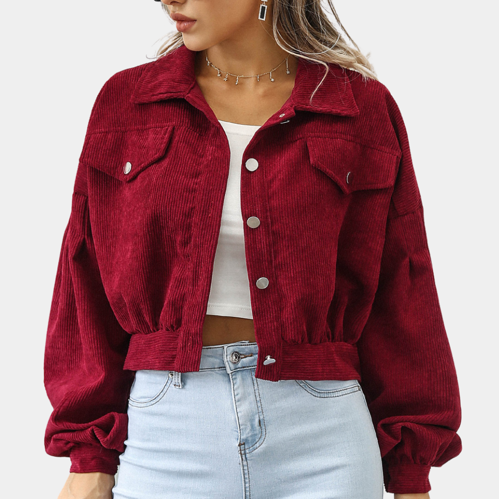 ModeGeist | Trendy Kurze Jacke Samt Lässig und Stilvoll