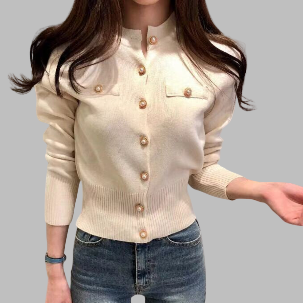 ModeGeist | Cardigan - Damen Herbst Eleganter Knopfverschluss Strickcardigan