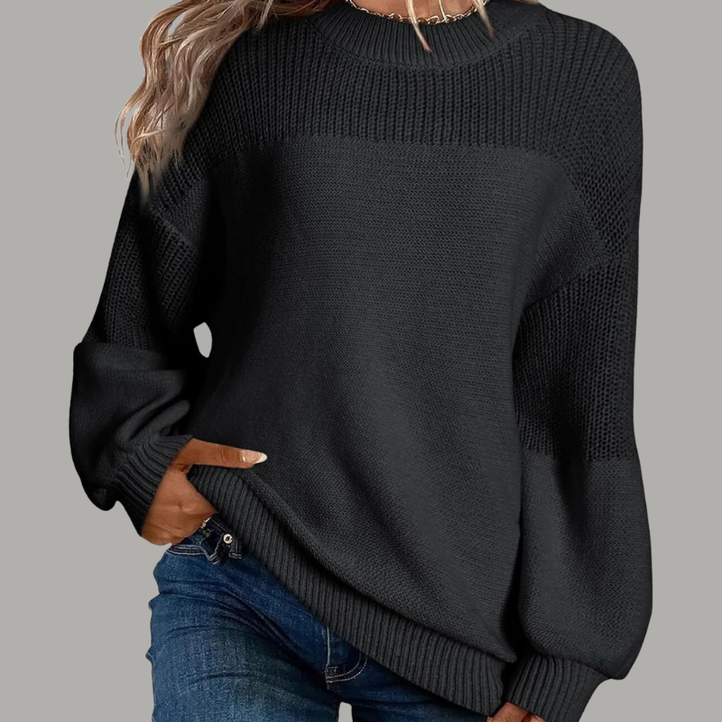 MODEGEIST Damen Pullover Oversize Weich Grau Relaxed-Fit