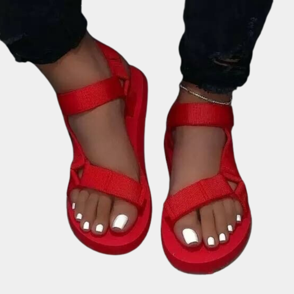 Stilvolle Damen-Sandalen mit lebendigen Farbblöcken