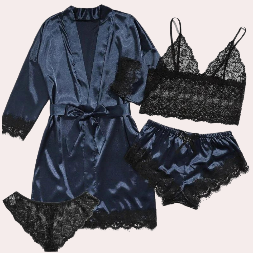 Gönnen Sie sich unser luxuriöses 4-teiliges Damen-Pyjama-Set