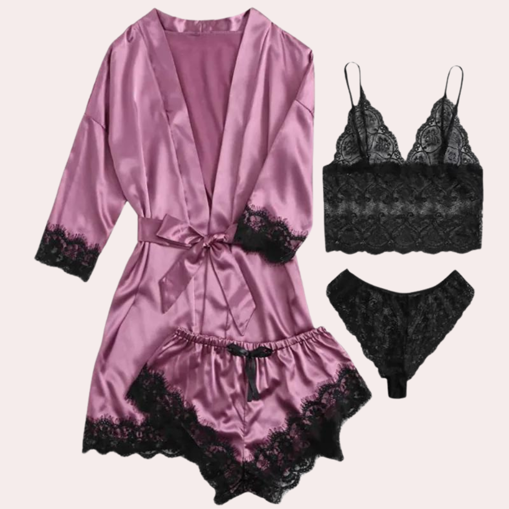 Gönnen Sie sich unser luxuriöses 4-teiliges Damen-Pyjama-Set