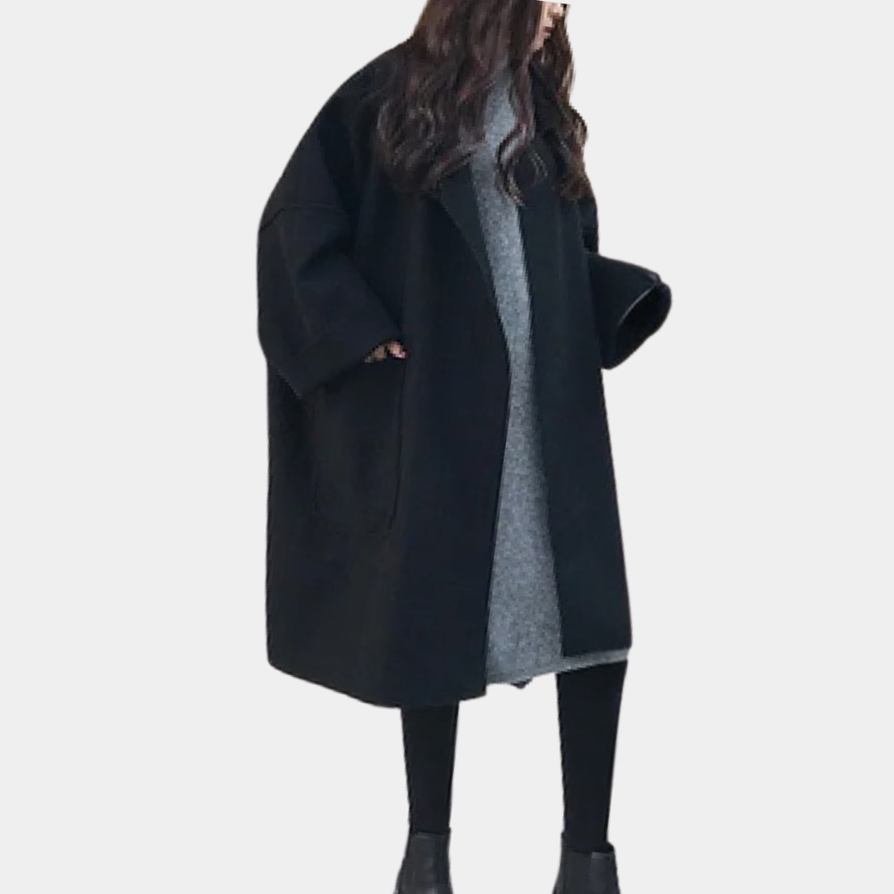 ModeGeist | Oversized Mantel mit Großen Taschen Wolloptik Lässig und Schick