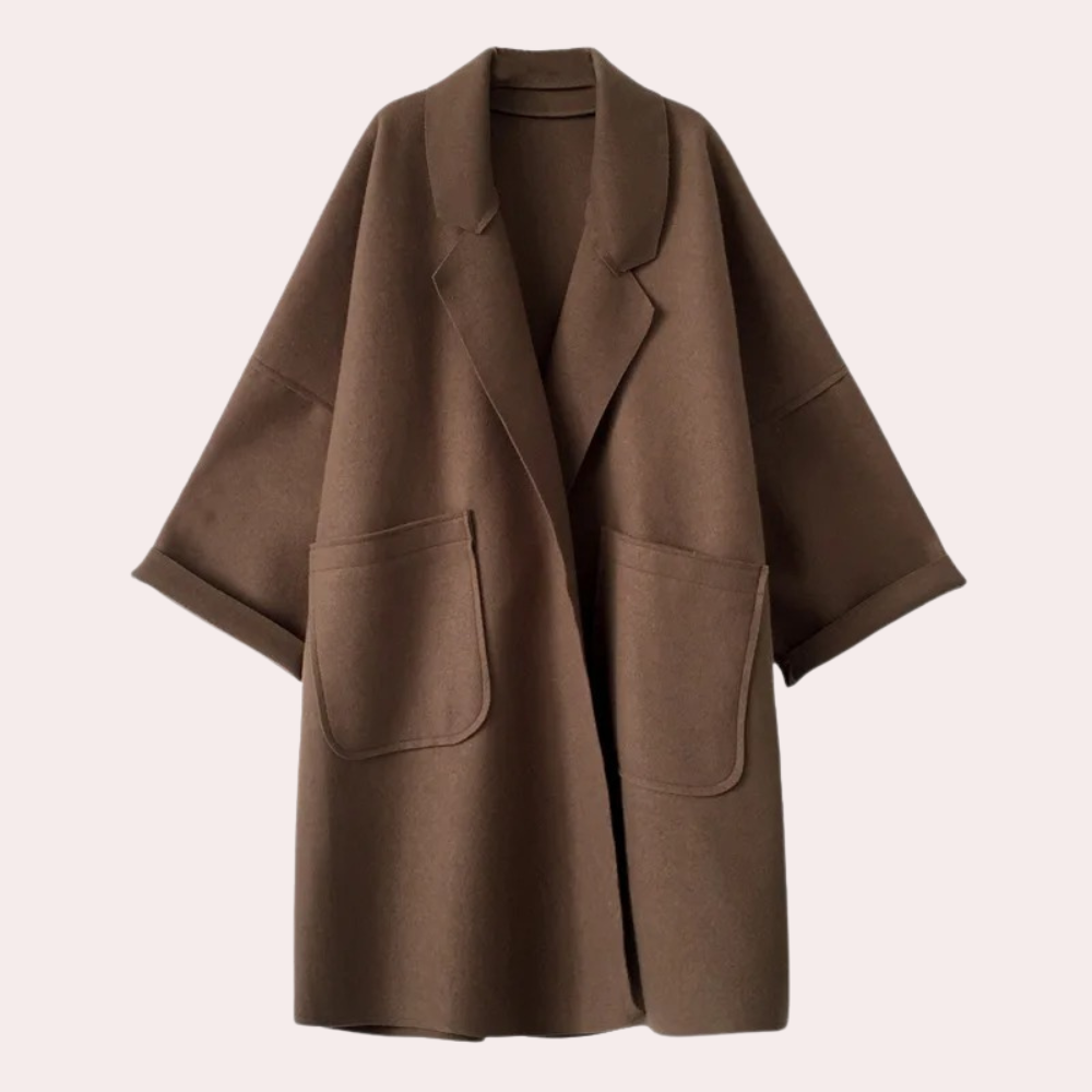 ModeGeist | Oversized Mantel mit Großen Taschen Wolloptik Lässig und Schick