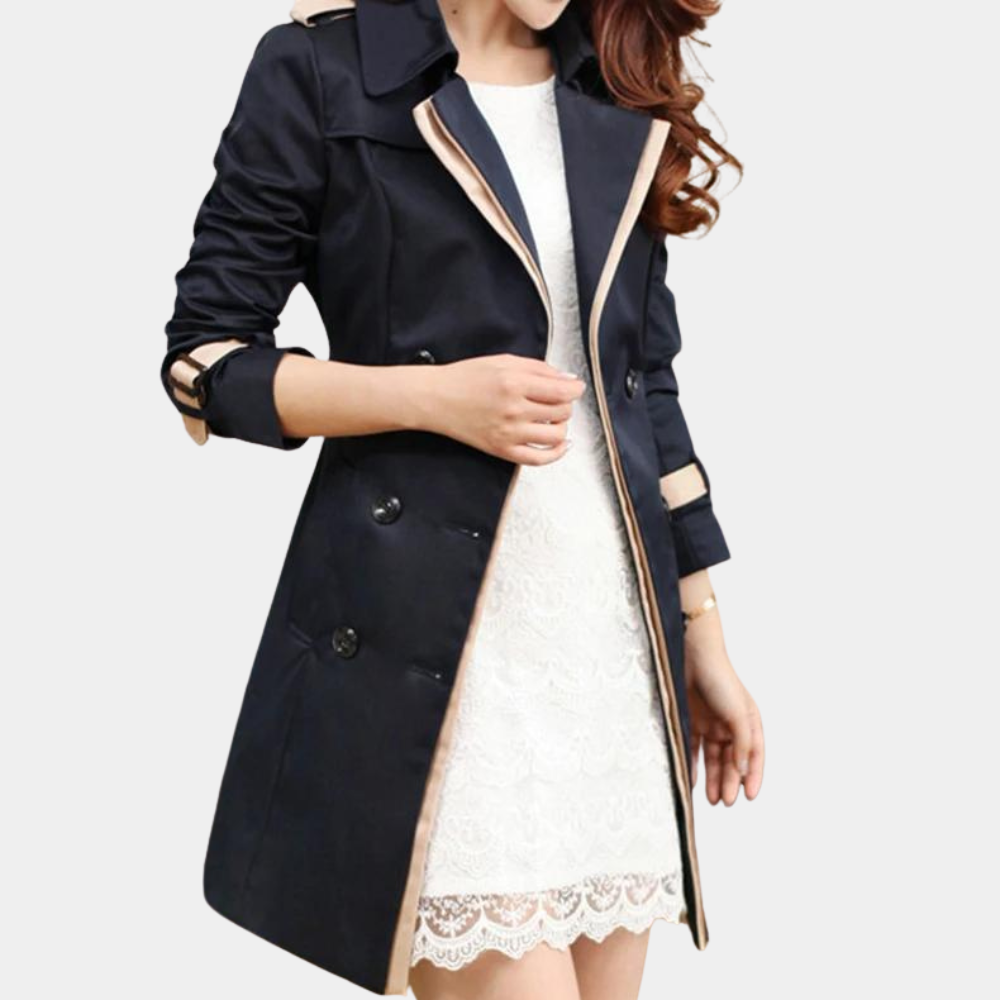 ModeGeist | Zweireiher Trenchcoat für Damen - Mittellang