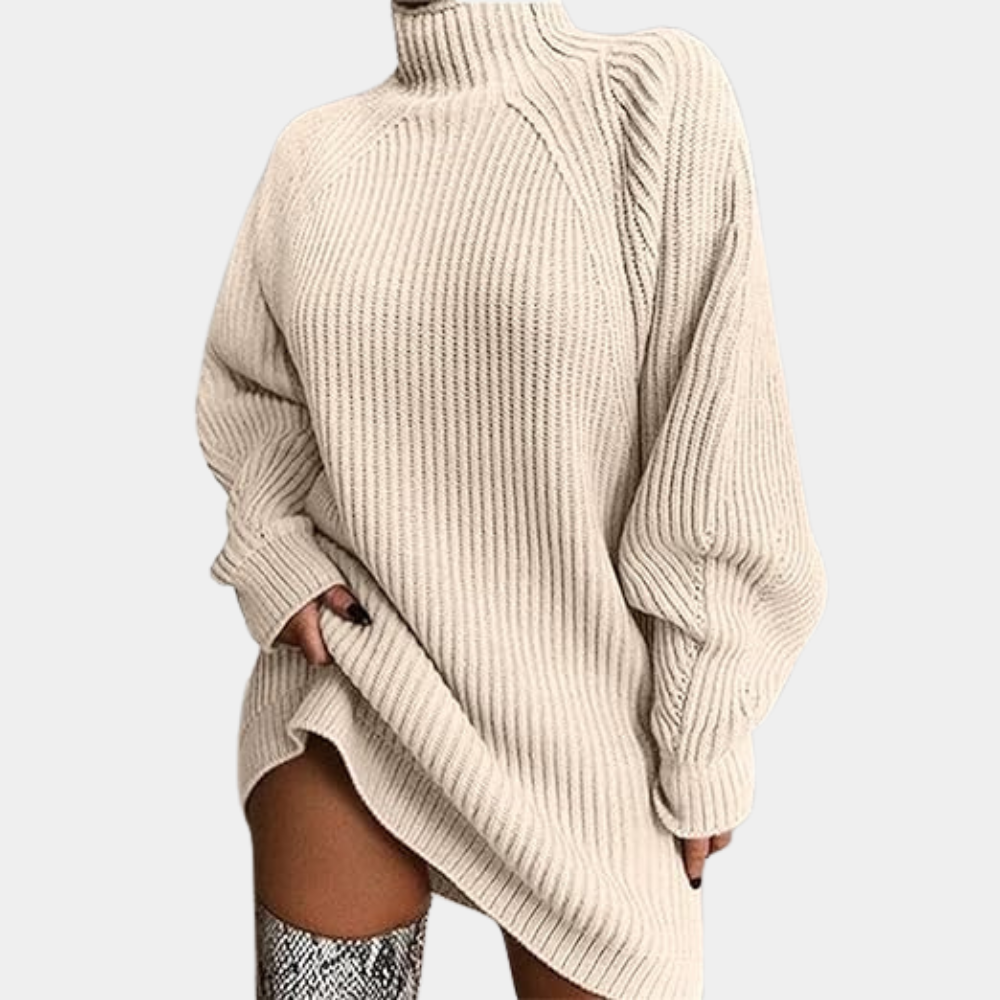 Damen-Oversize-Strickkleid mit Rollkragen