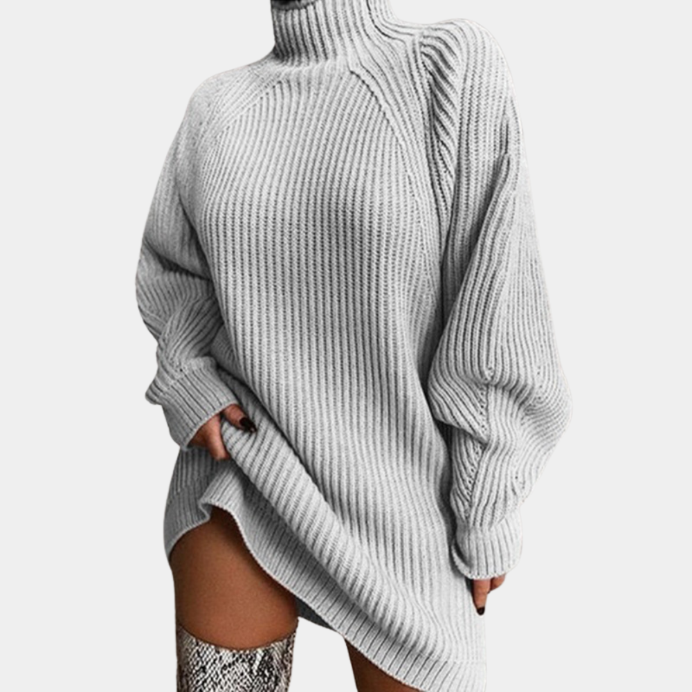 Damen-Oversize-Strickkleid mit Rollkragen