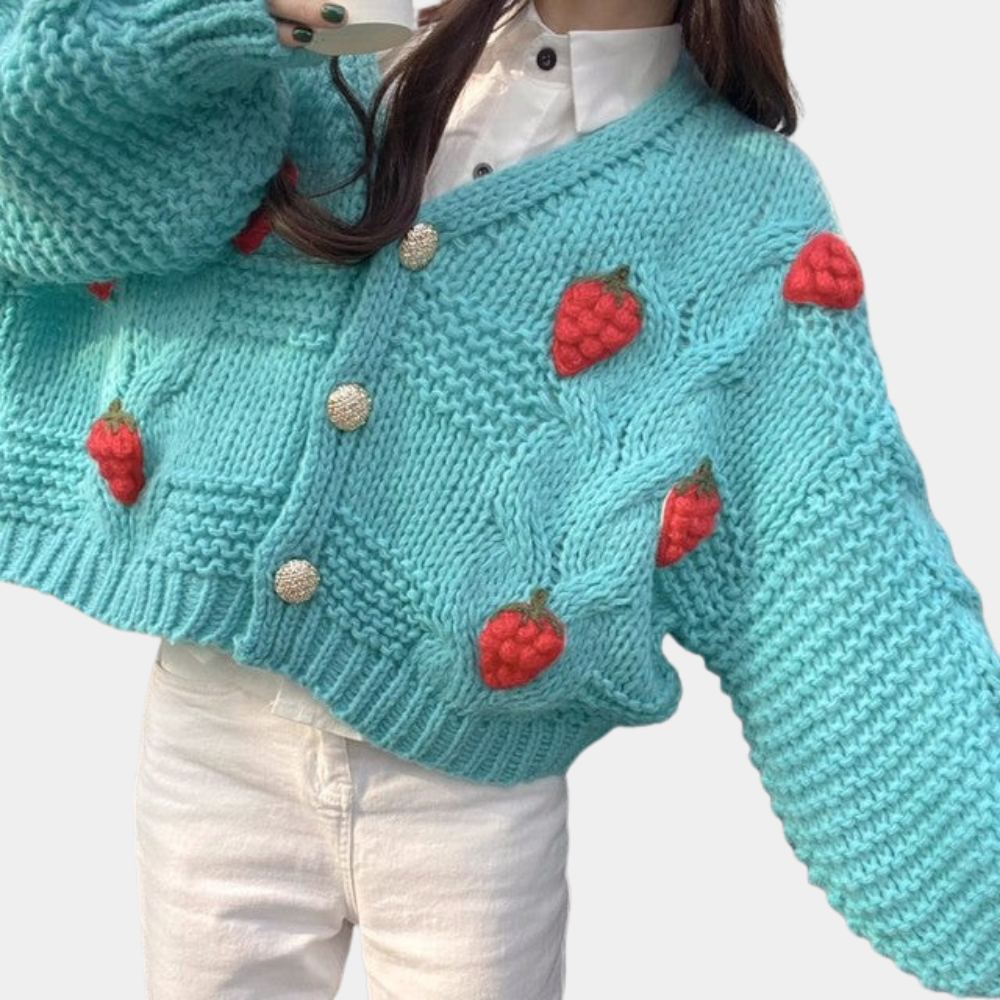 ModeGeist | Damenjacke mit Erdbeer-Details – Poppy