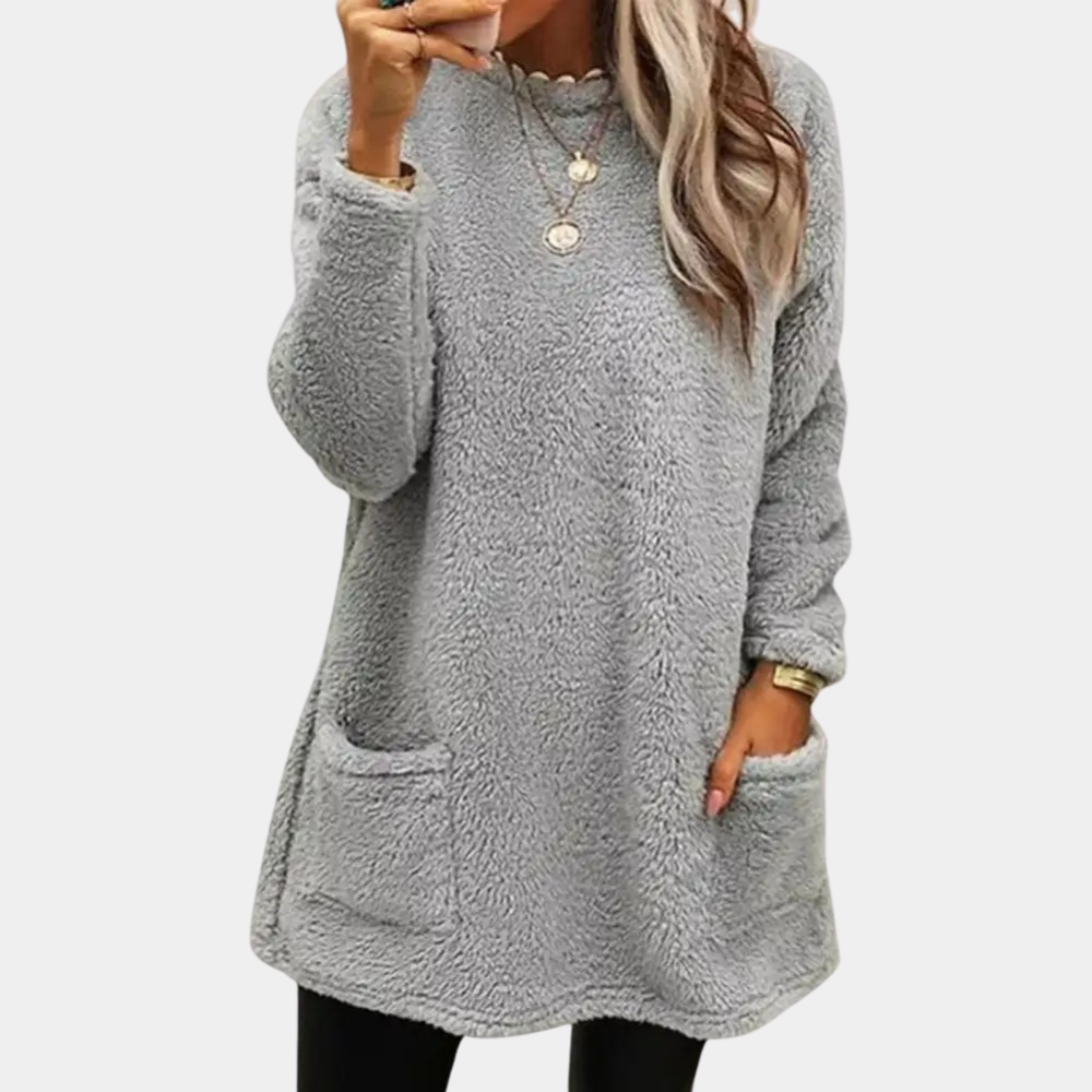 ModeGeist | Teddy Tunika mit Taschen Polyester Weich und Warm