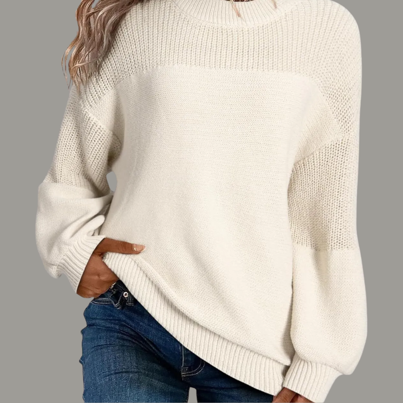 MODEGEIST Damen Pullover Oversize Weich Grau Relaxed-Fit