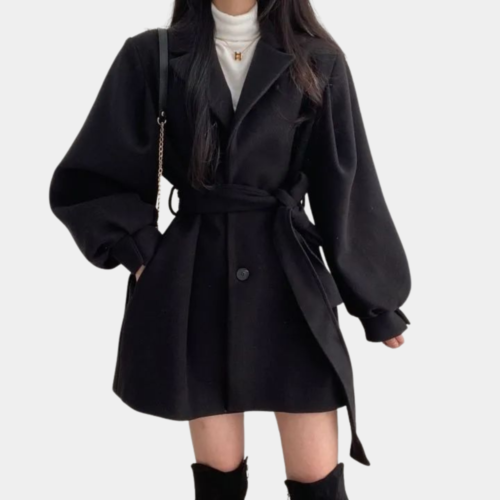 ModeGeist | Wintermantel für Damen mit Puffärmeln und Gürtel