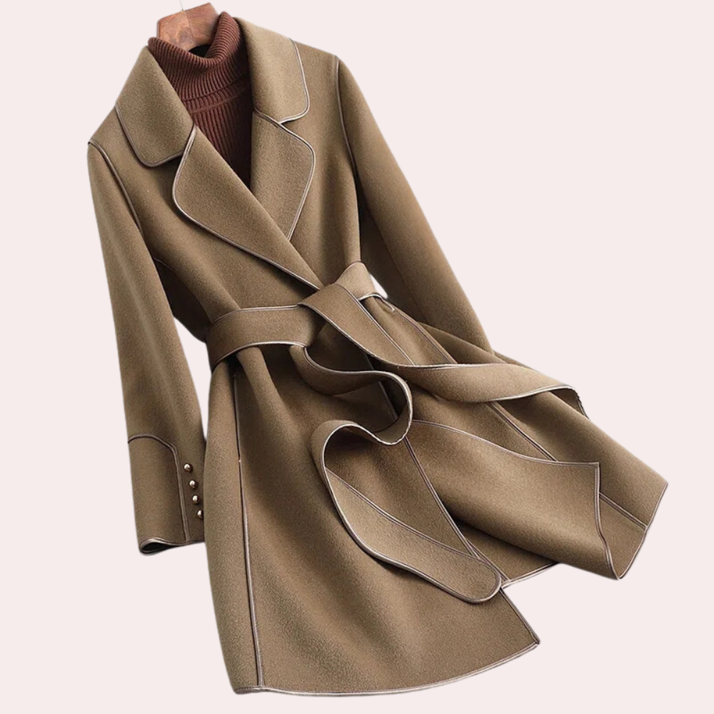 ModeGeist | Wollmantel mit Bindegürtel Zeitloses Design Perfekt für Herbst und Winter