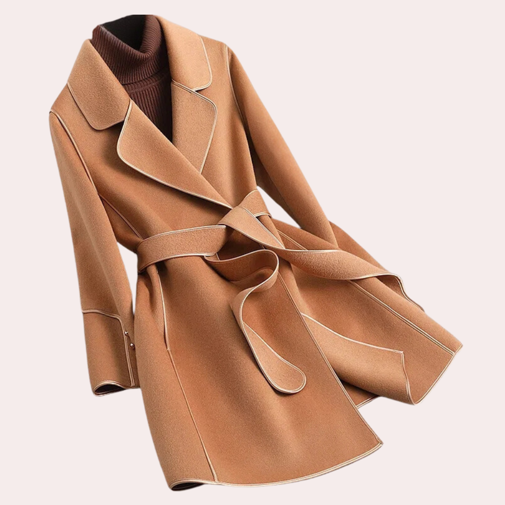 ModeGeist | Wollmantel mit Bindegürtel Zeitloses Design Perfekt für Herbst und Winter