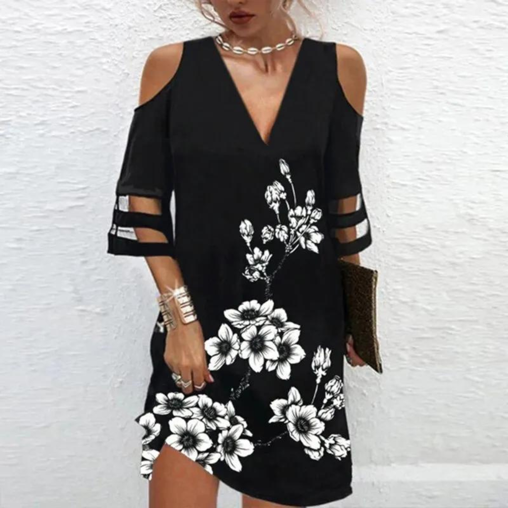 MODEGEIST: Edles Cold-Shoulder-Kleid mit Spitze