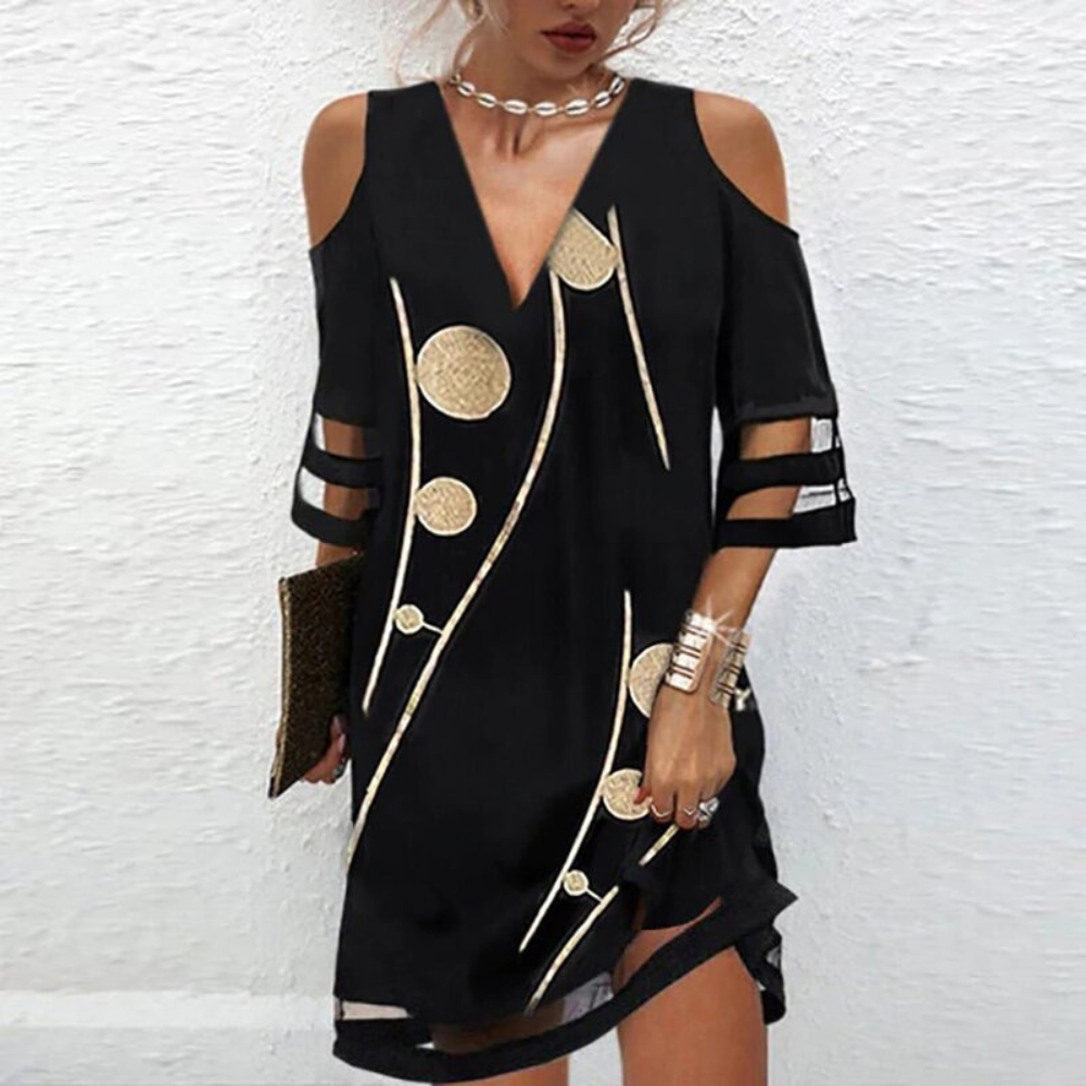 MODEGEIST: Edles Cold-Shoulder-Kleid mit Spitze