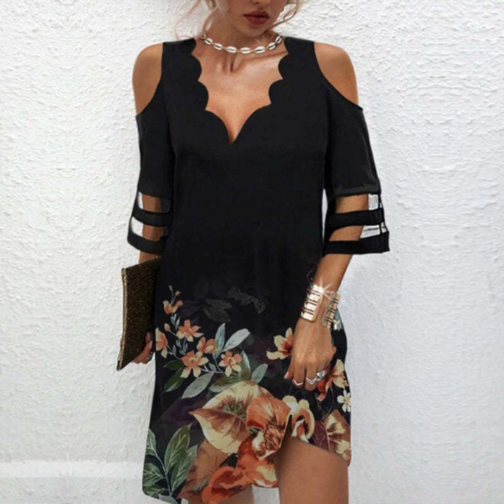 MODEGEIST: Edles Cold-Shoulder-Kleid mit Spitze
