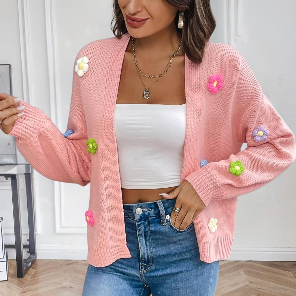 ModeGeist | Damenjacke mit 3D Blumen – Maribel
