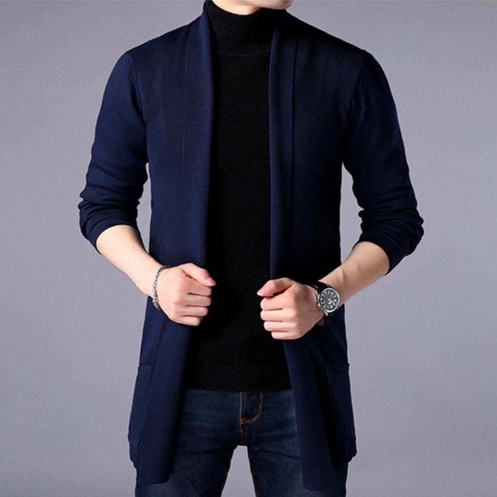 Mäntel für Herren: Schmale, offene Strickjacke