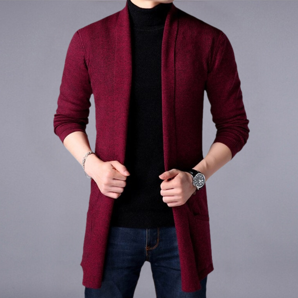 Mäntel für Herren: Schmale, offene Strickjacke