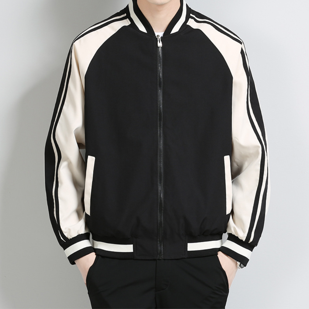 Herren Bomberjacke: Sportlich, zweifarbig, mit Taschen