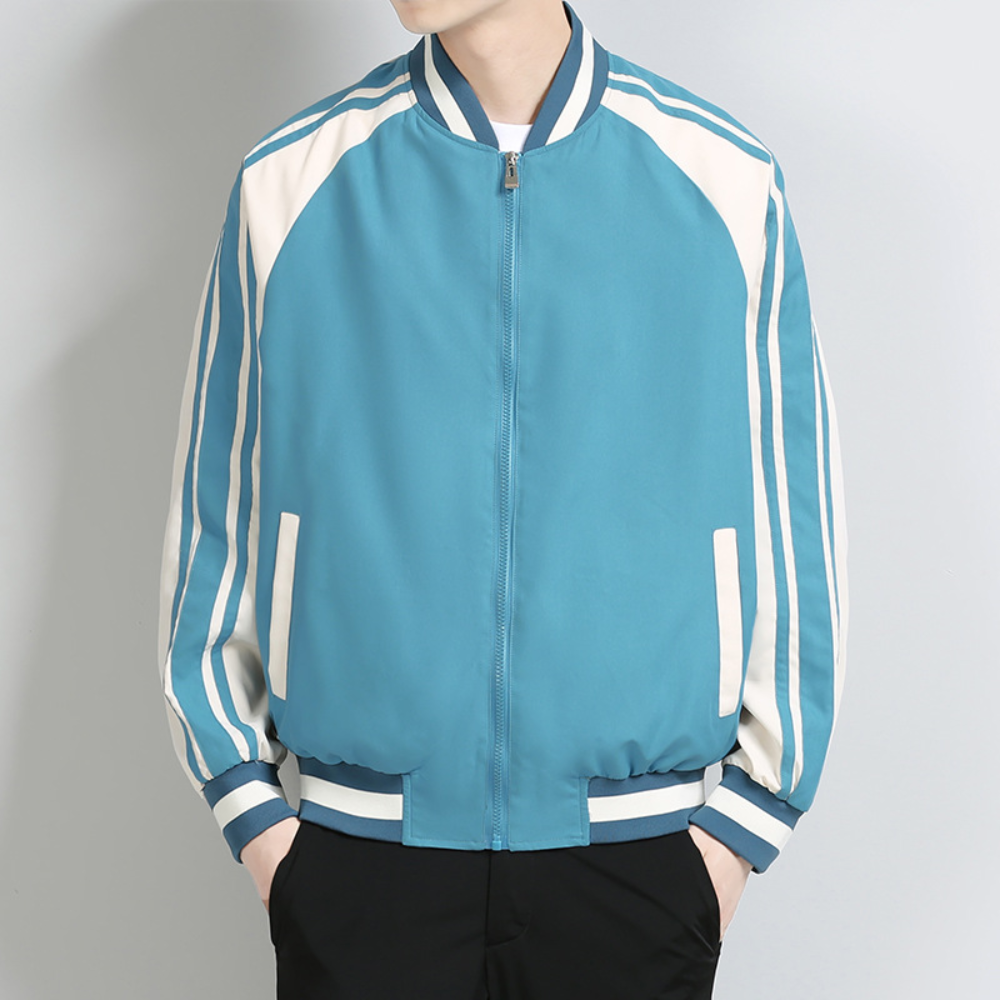 Herren Bomberjacke: Sportlich, zweifarbig, mit Taschen