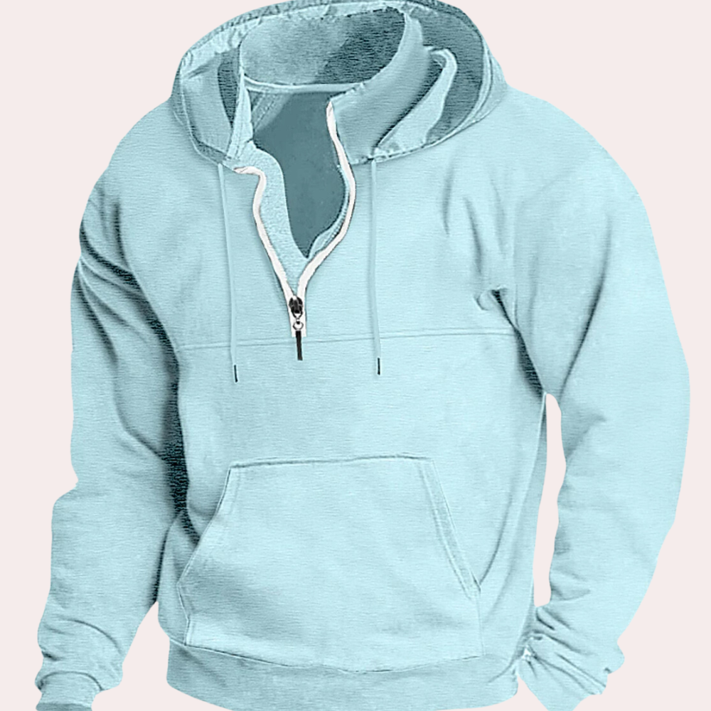 Herren-Hoodie mit Tasche und 1/4-Reißverschluss