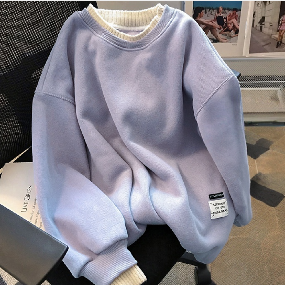 Entspannter Damenpullover mit Rippenstrick