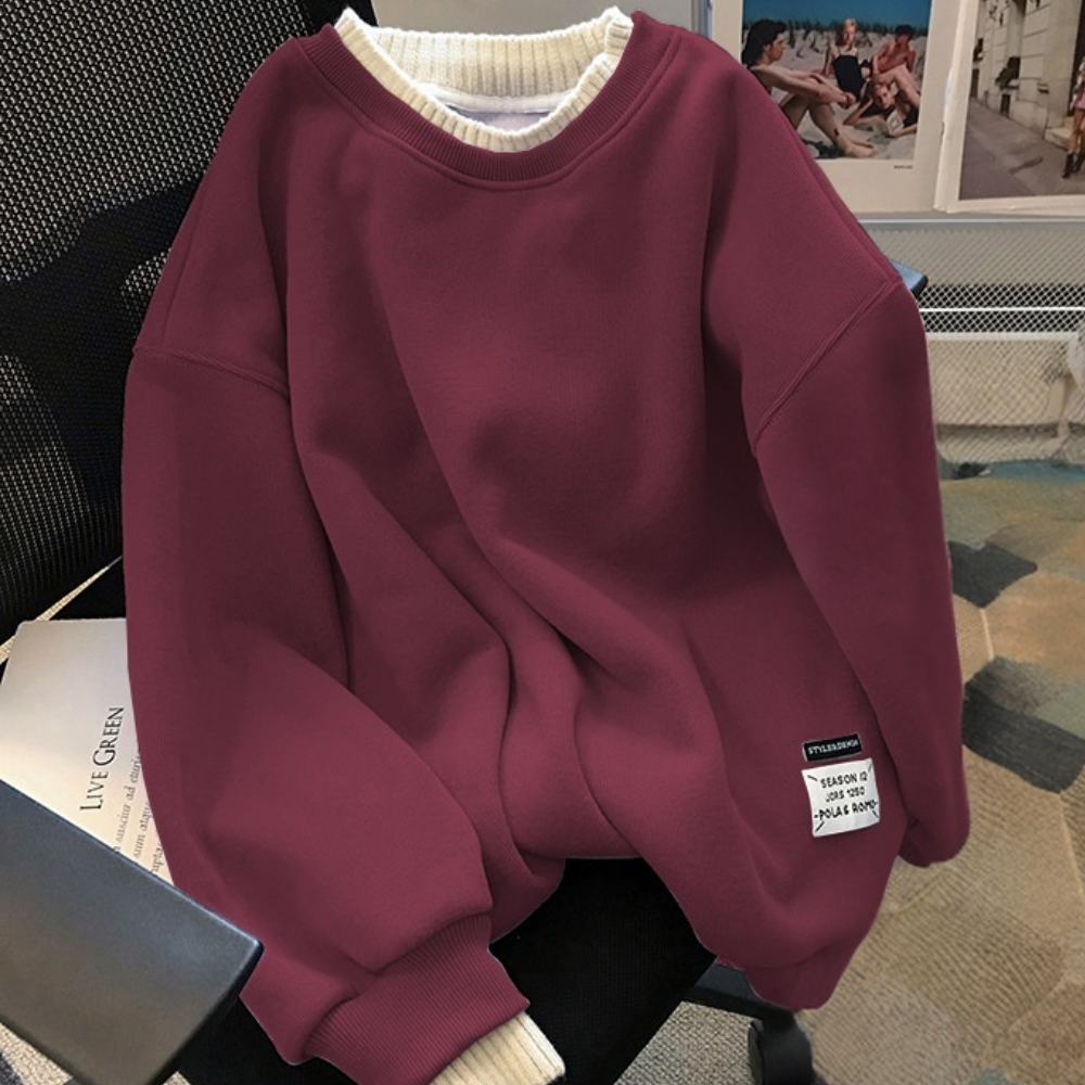 Entspannter Damenpullover mit Rippenstrick