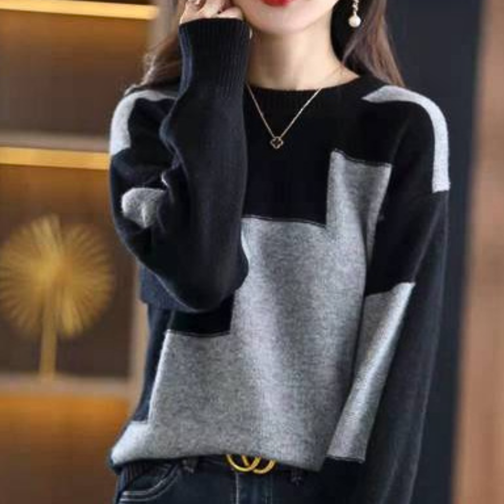 Farbblock-Pullover für Damen