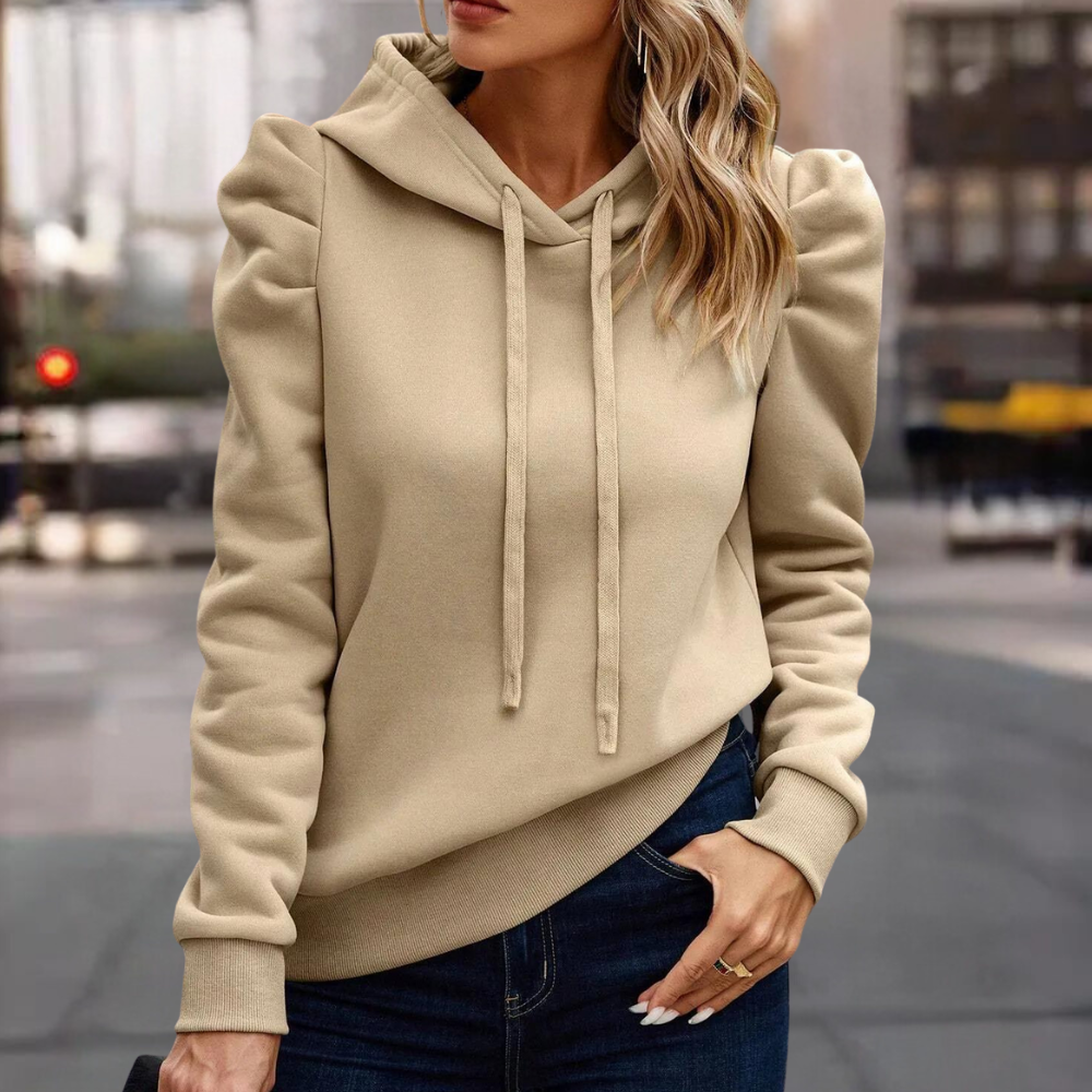 Damen Kapuzenpullover mit Puffärmeln