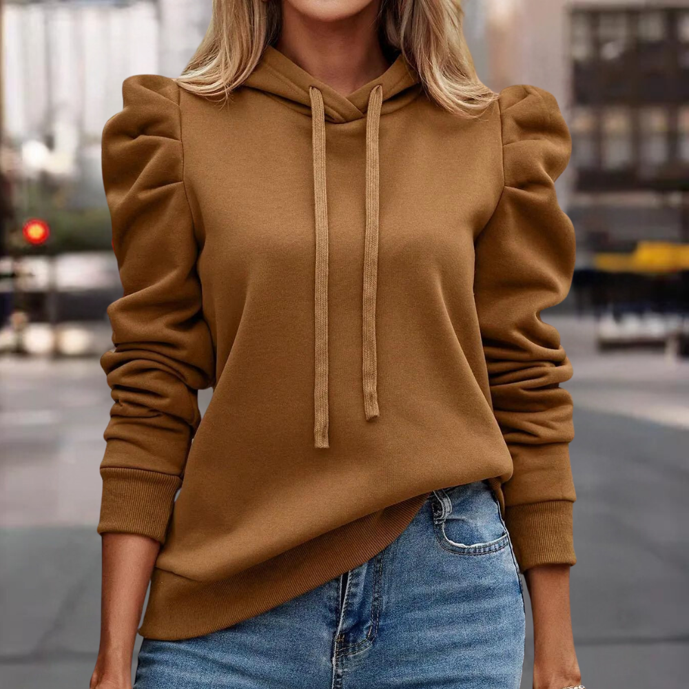Damen Kapuzenpullover mit Puffärmeln