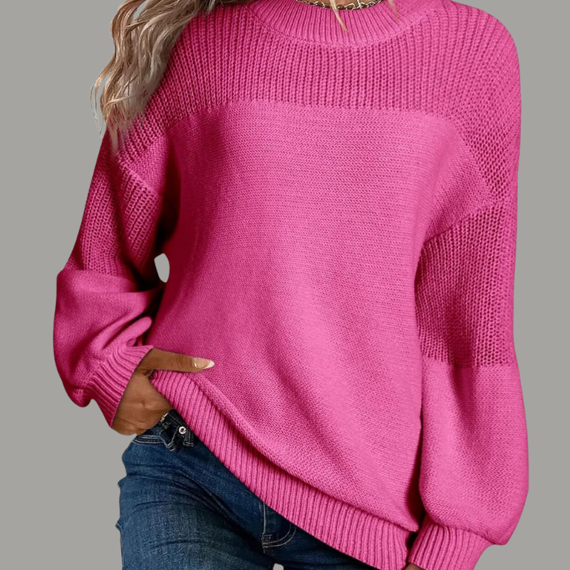 MODEGEIST Damen Pullover Oversize Weich Grau Relaxed-Fit