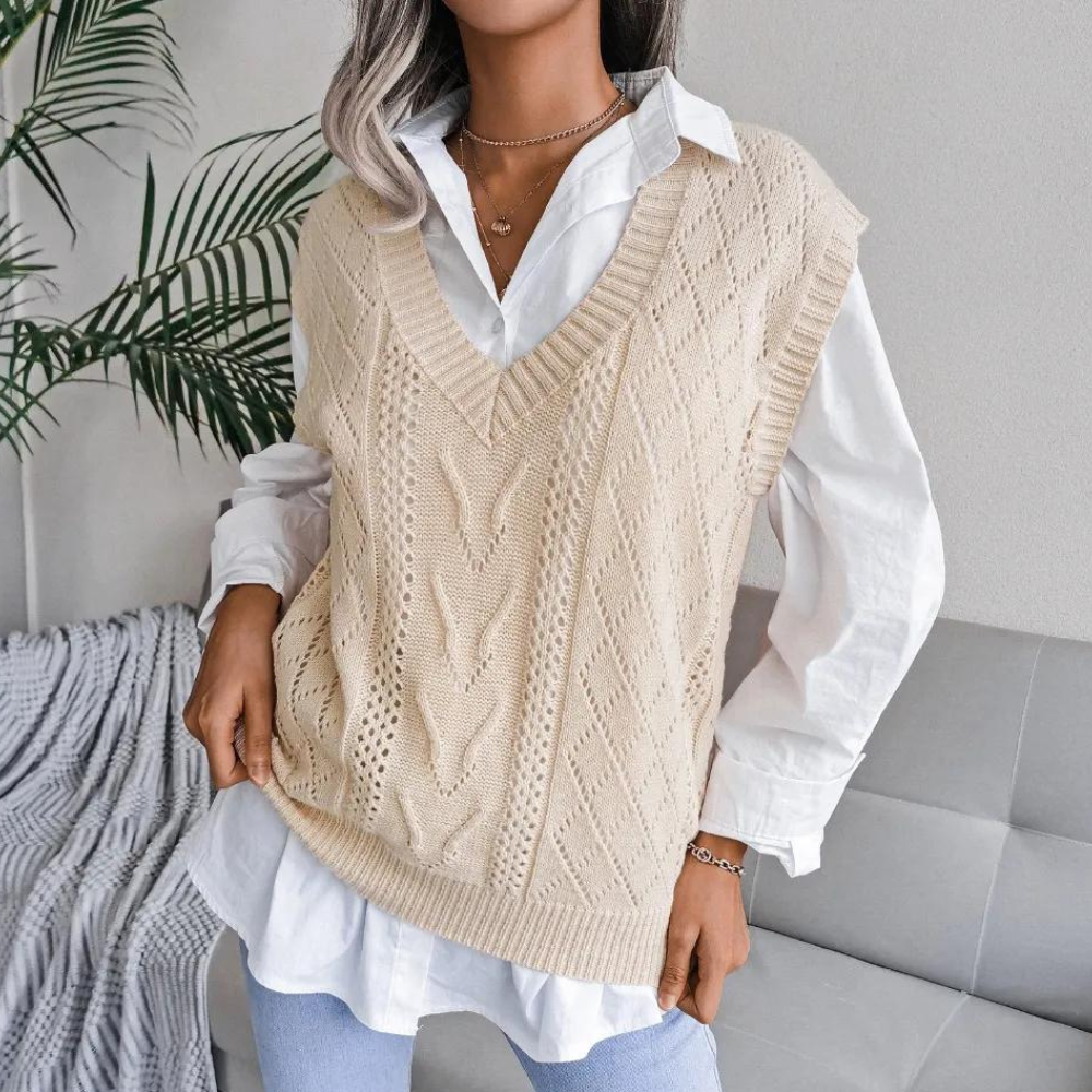 ModeGeist | Strickweste mit V-Ausschnitt für Frauen
