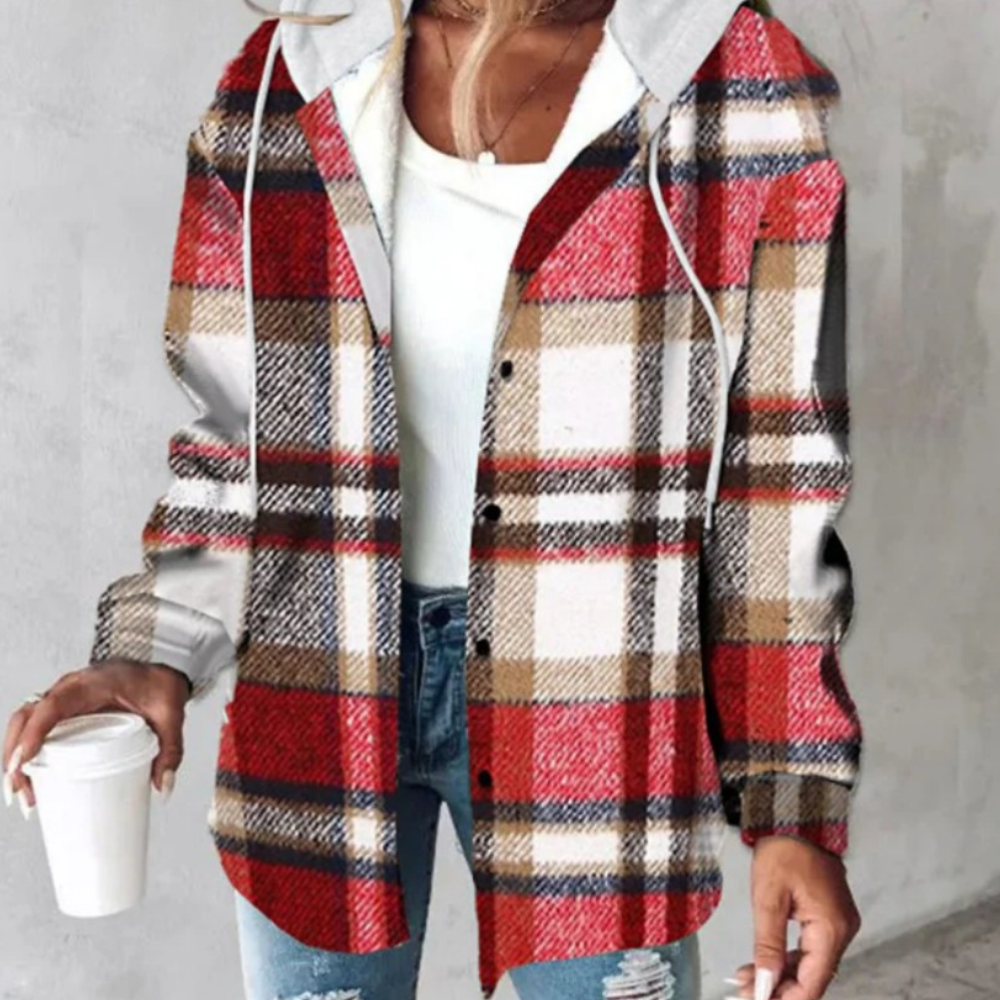ModeGeist | Lässige Karierter Hoodie für Frauen