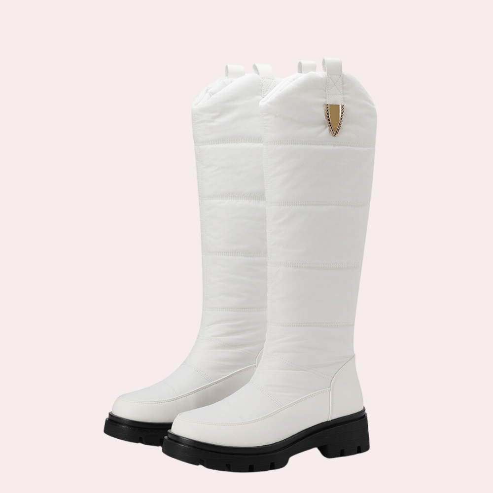 ModeGeist | Knielange Stiefel – Schmeichelhafte Passform – Gepolsterter Schaft – Polierte Oberfläche – Robuste Sohle