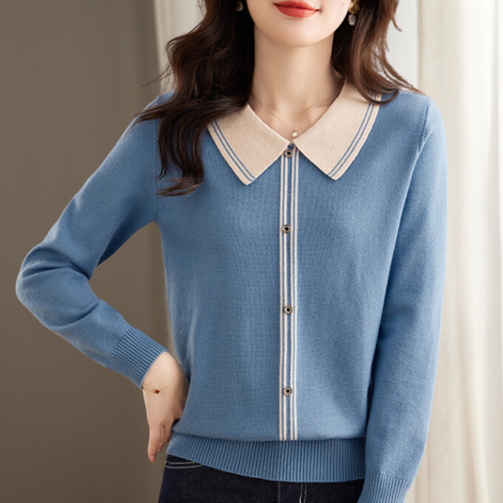 Rosica Damenpullover: Elegant, modisch, mit schickem Kragen und Knöpfen