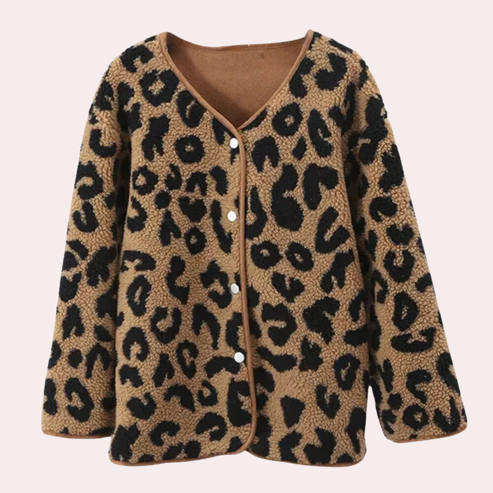 ModeGeist | Eleganter Herbstmantel mit Leopardenmuster für Frauen