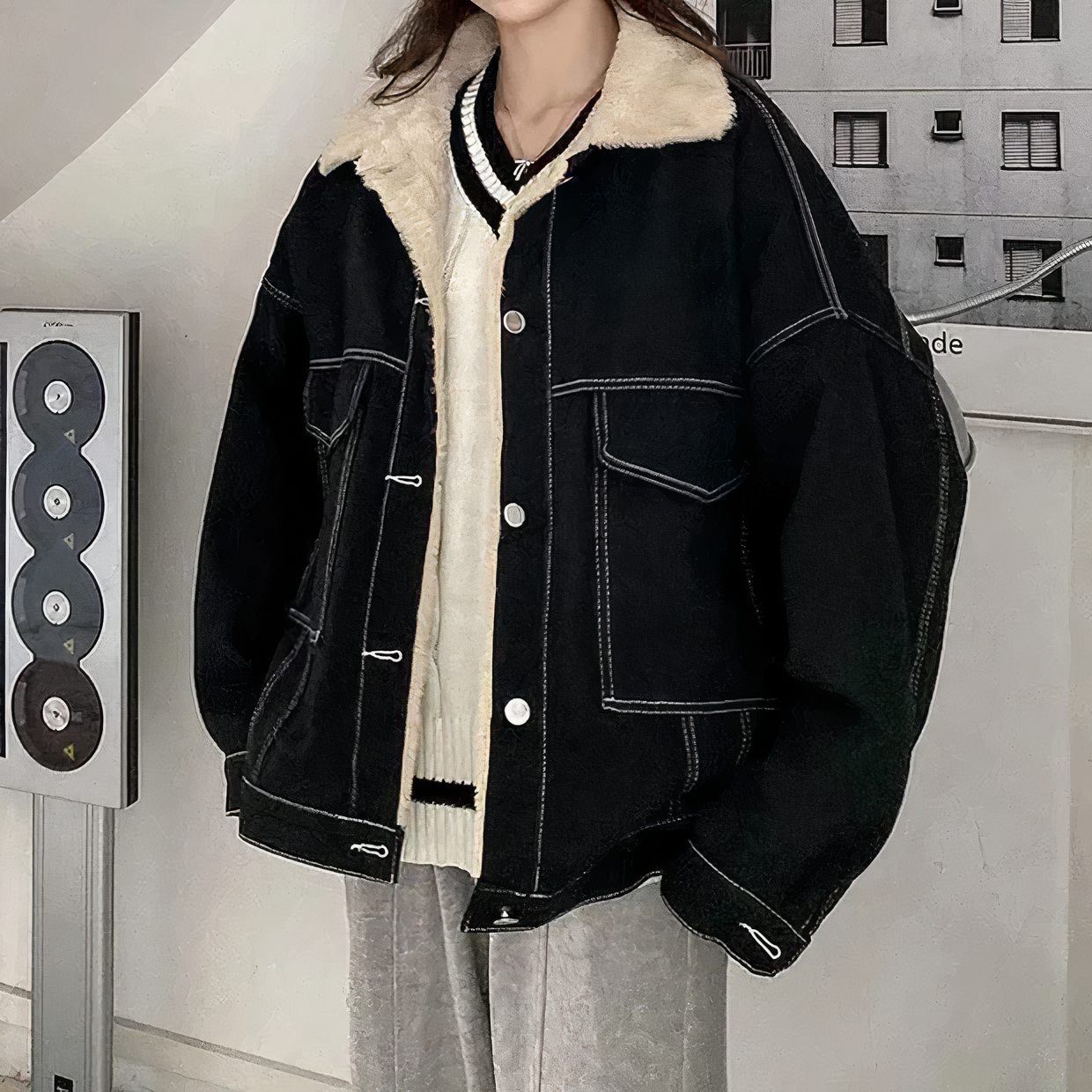 Callie: Winter Fleece Denim Jacket