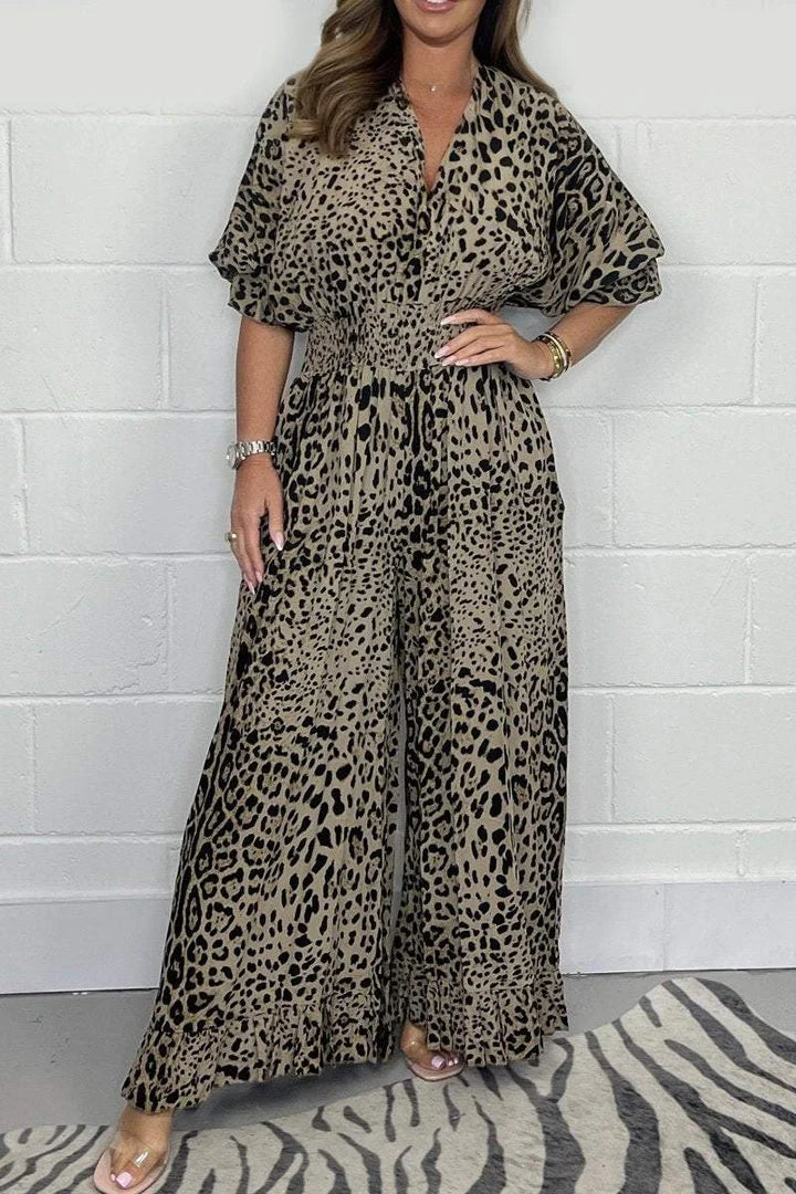 Colette Jumpsuit: komfortabler Leoparden-Druck, weite Hose