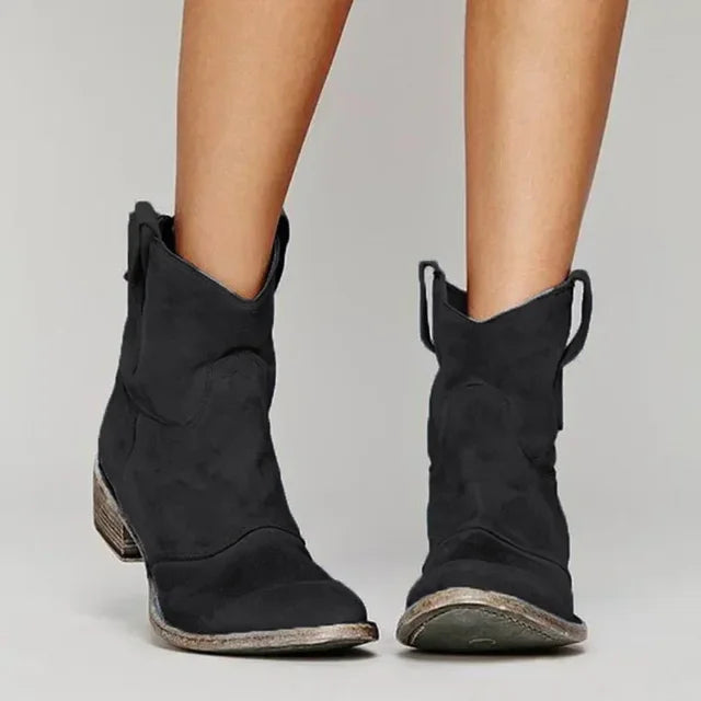 Lederne Damen-Stiefeletten im Vintage-Western-Stil