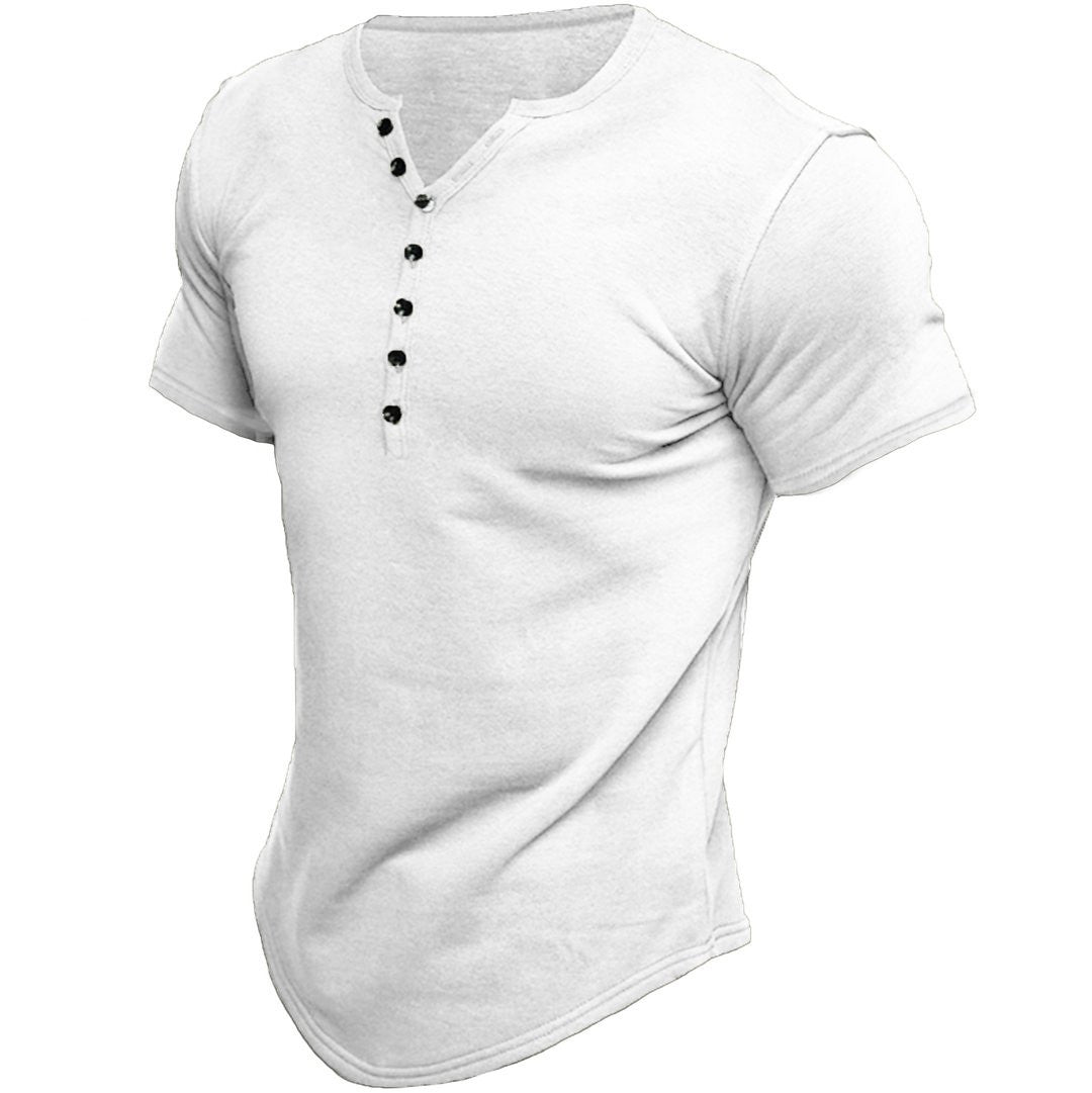 Henley-Shirt mit kurzen Ärmeln von Fudus