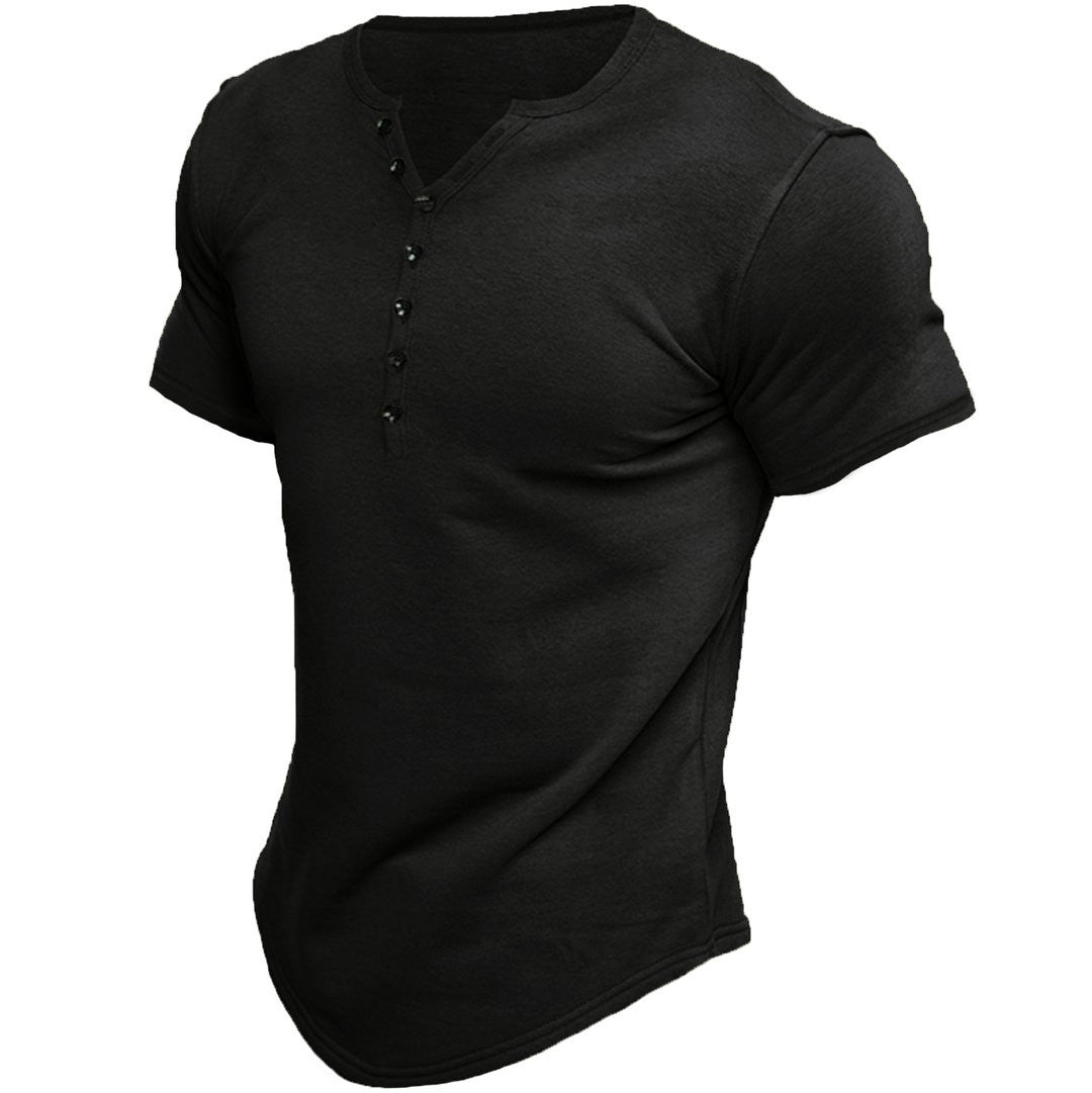 Henley-Shirt mit kurzen Ärmeln von Fudus